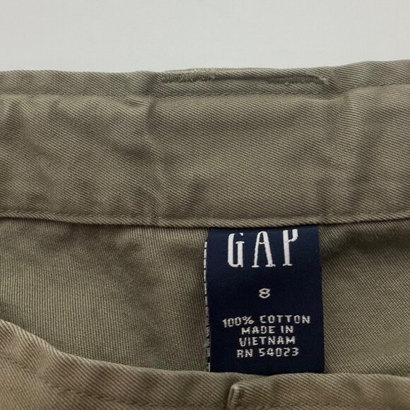 Gap Y2K Wms Sz 8 Olive Green Cargo Capri Crop Pants Wide Leg Grunge Utility - Picture 3 of 13